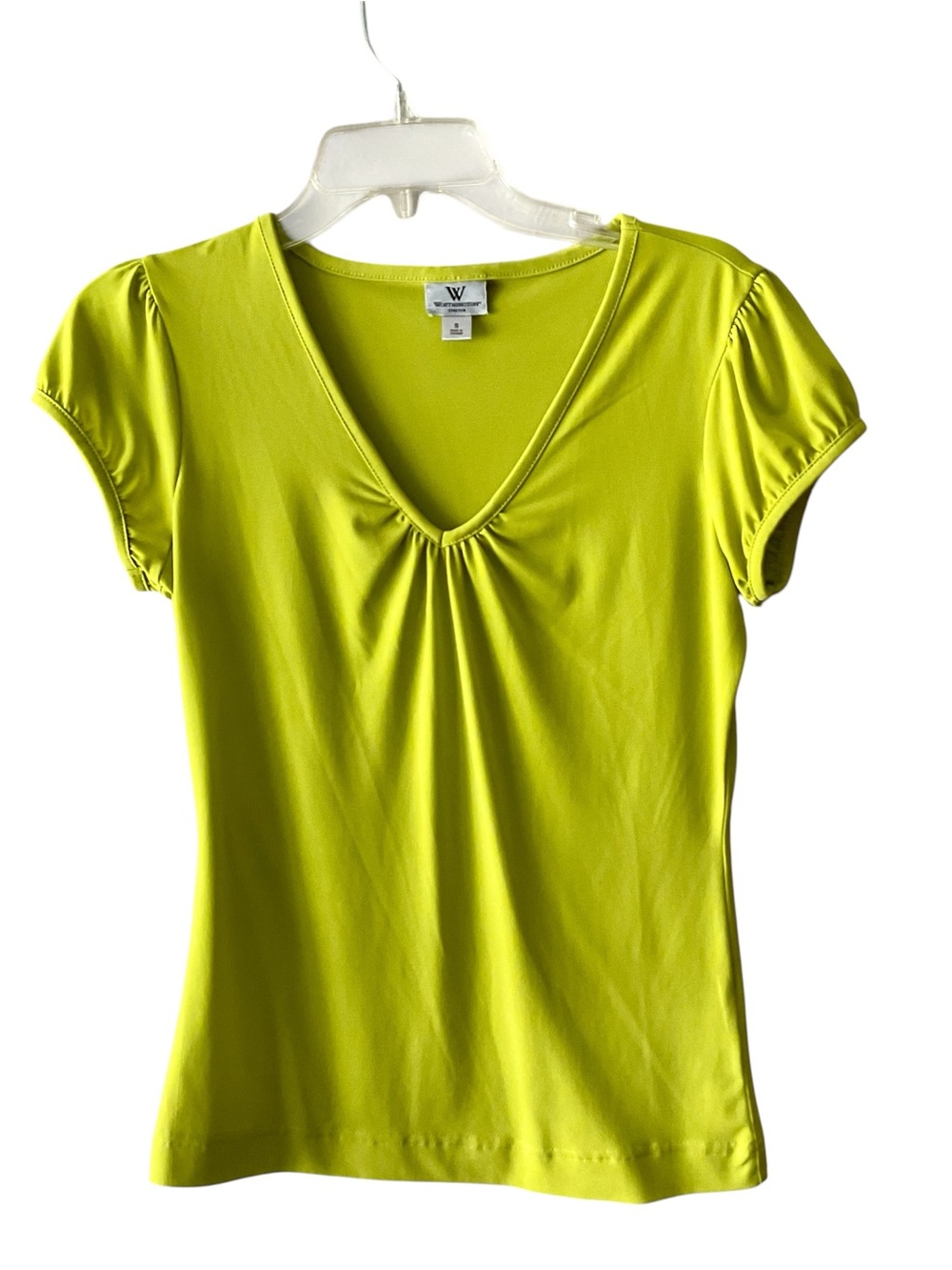 Worthington Lime Green V-Neck Short Sleeve Top
